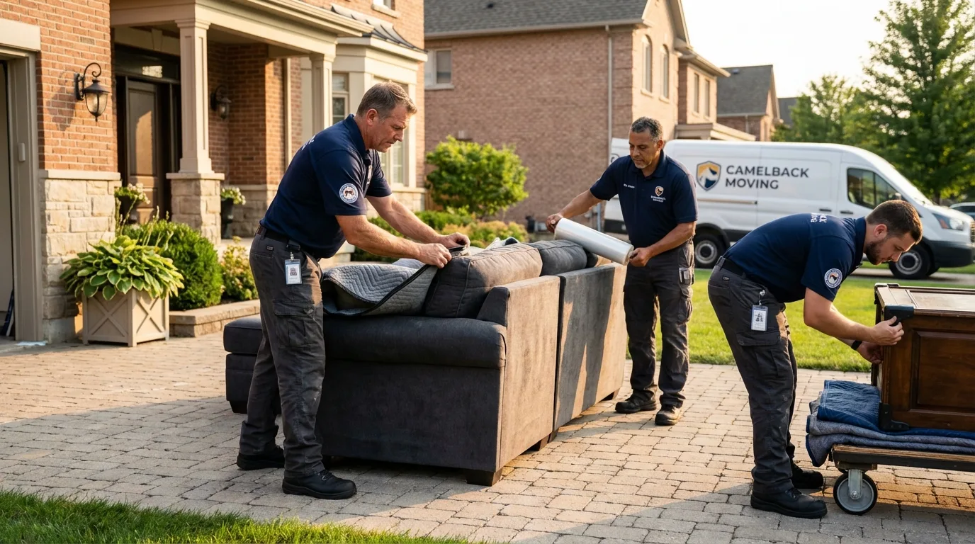 Large estate moving crew wrapping furniture in Eatontown, NJ