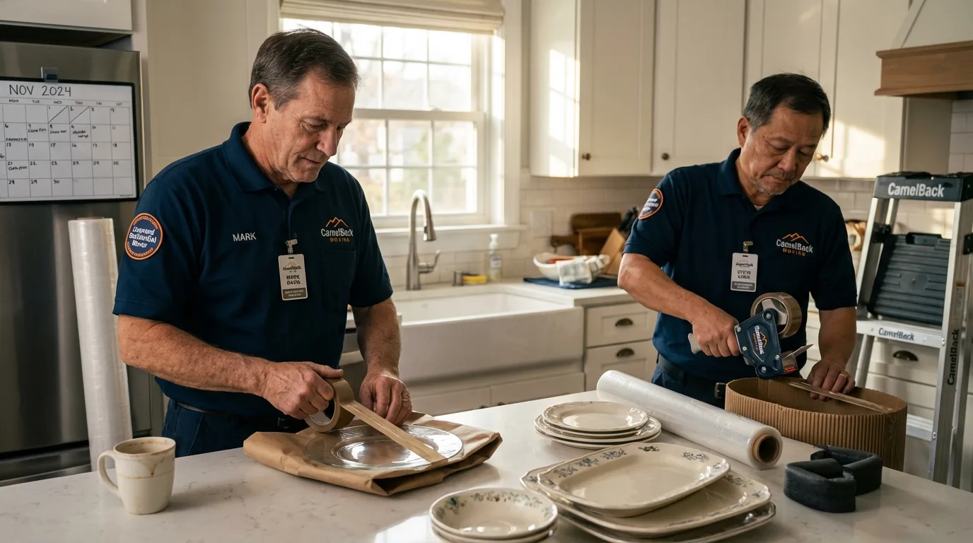 Professional crew packing kitchen dishware in Eatontown, NJ