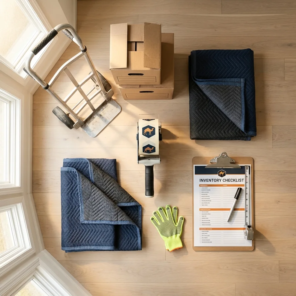 Professional moving supplies and packing materials layout for Eatontown residential relocations
